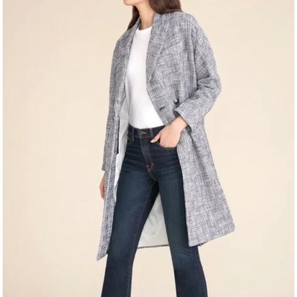 Veronica Beard Fiona Plaid Trench Dickey Blazer Coat Tweed Oversized Long sz XS - Picture 15 of 16